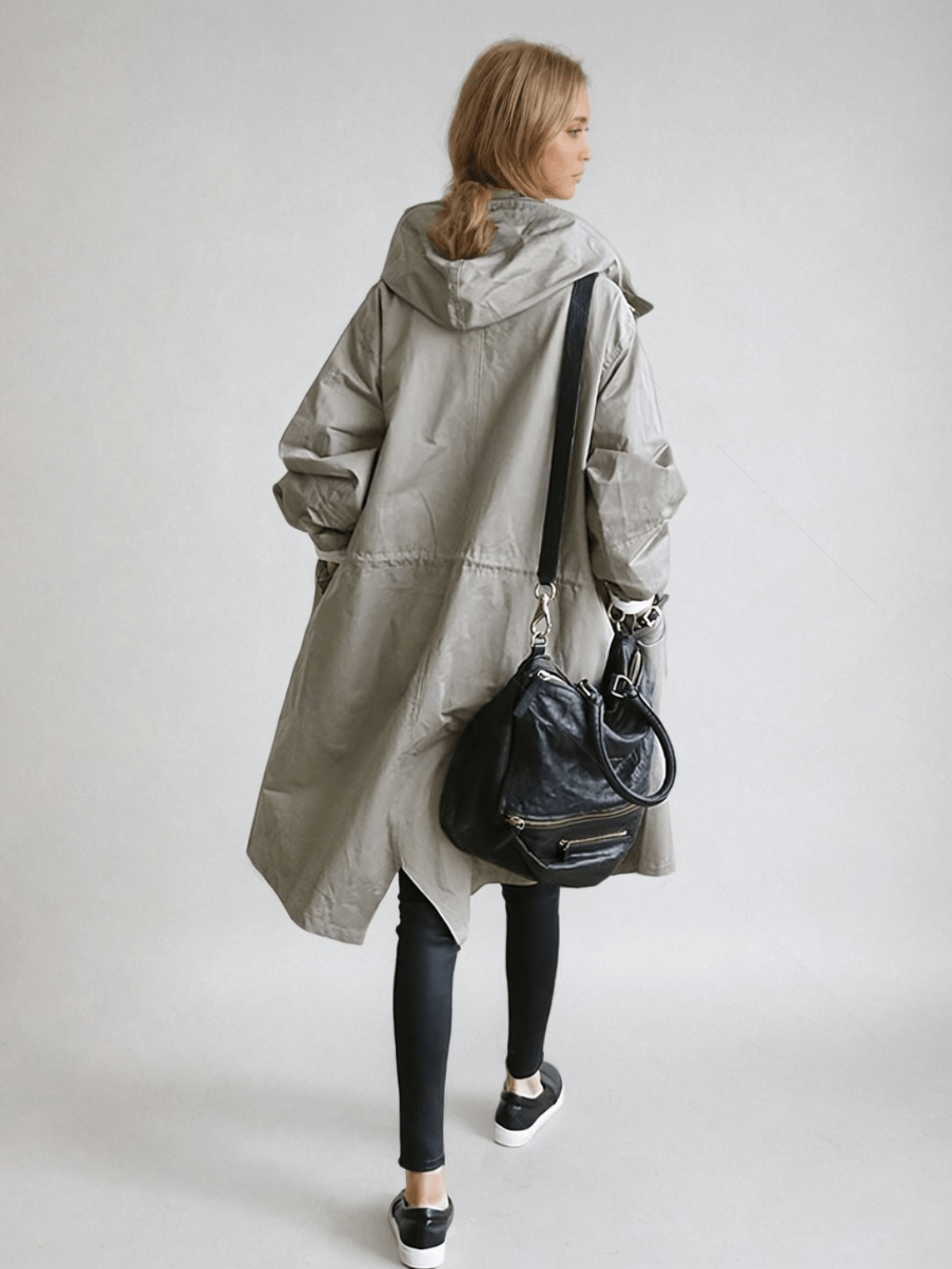 Women's Longline Trench Coat Hooded Button Front Stylish Layering Everyday