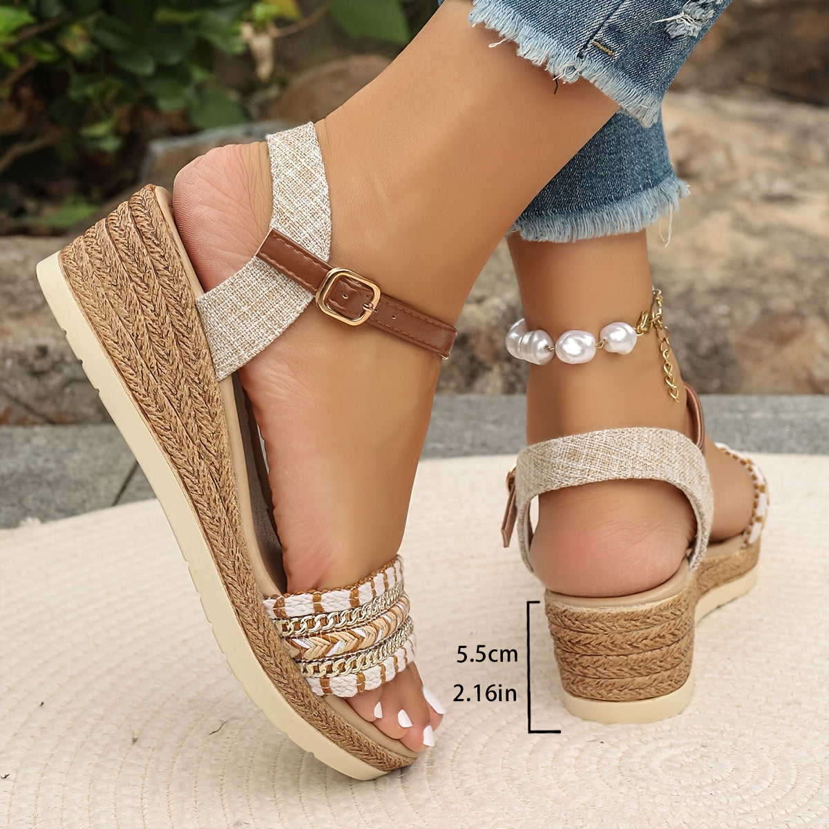 Women's Woven Wedge Bohemian Inspired Sandal Footwear for Summer Holidays Weddings Parties and Everyday Wear