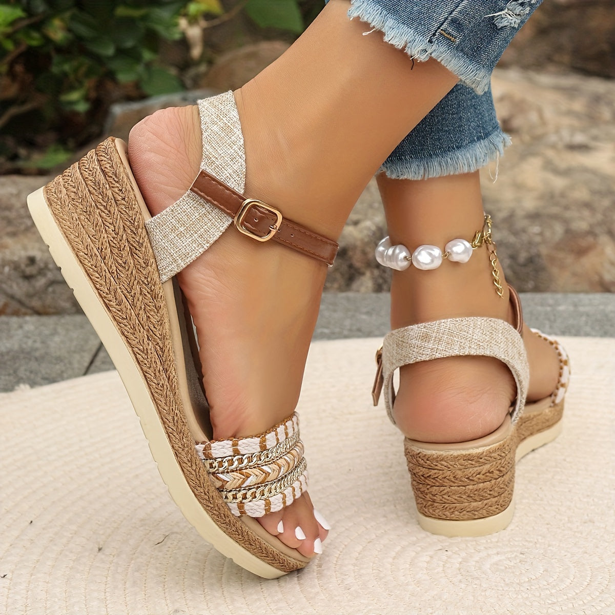 Women's Woven Wedge Bohemian Inspired Sandal Footwear for Summer Holidays Weddings Parties and Everyday Wear
