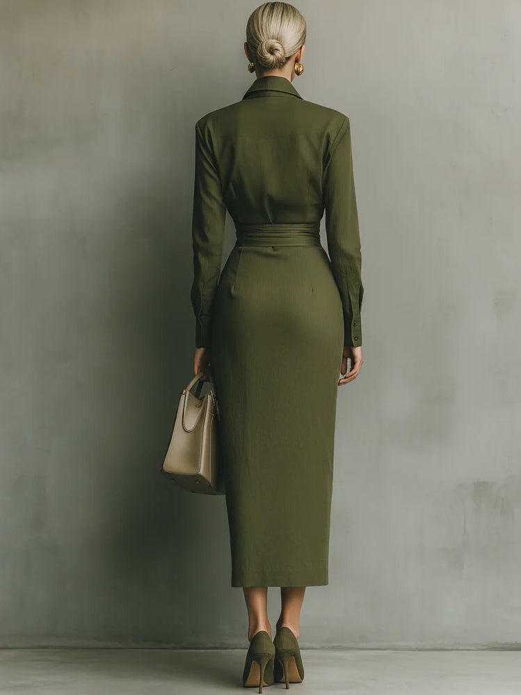 Women's Midi Dress Long Sleeve Fall Casual A-Line Everyday Stylish