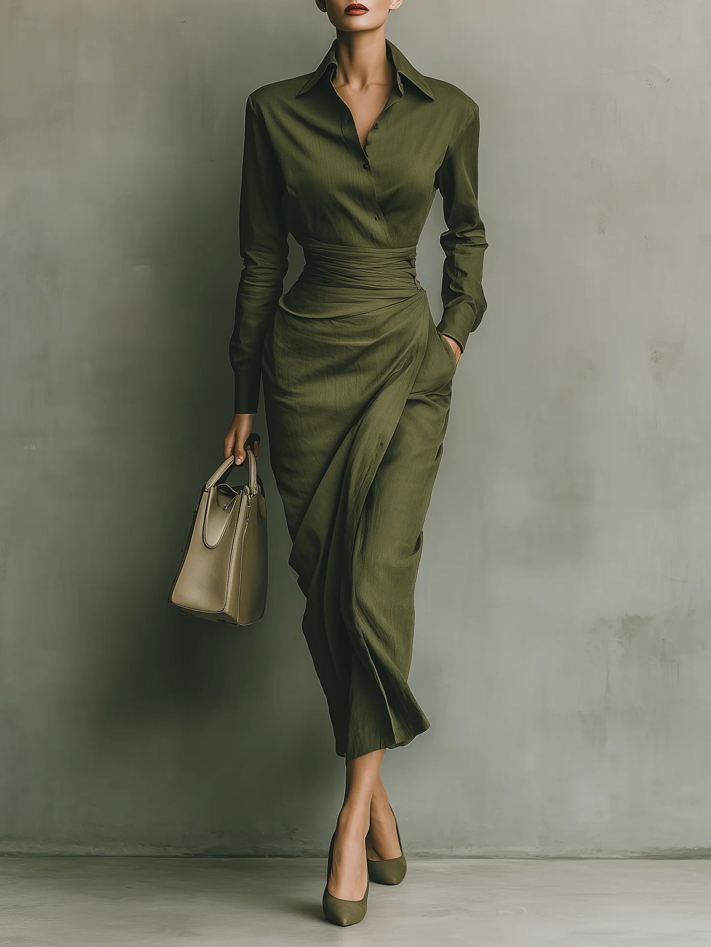 Women's Midi Dress Long Sleeve Fall Casual A-Line Everyday Stylish