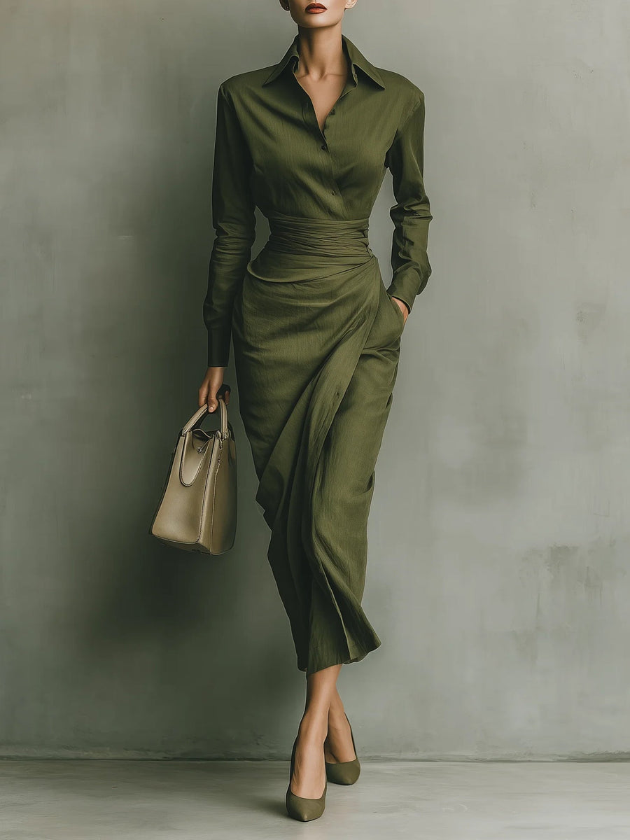 Women's Midi Dress Long Sleeve Fall Casual A-Line Everyday Stylish