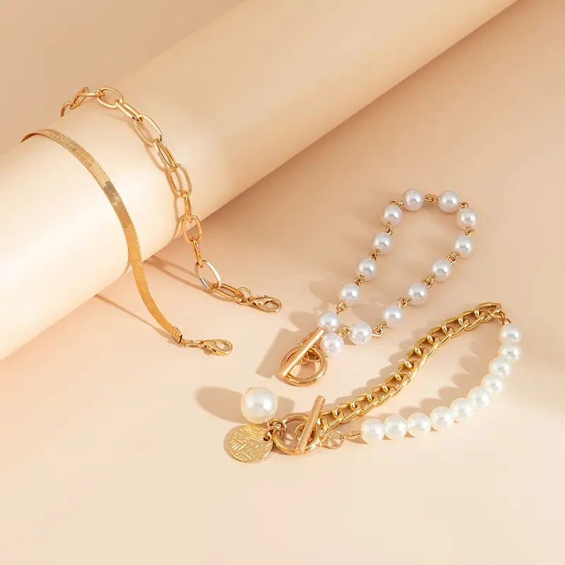 Women's Gold Bracelet Set Statement Jewellery Jewelry Gift for Women Weddings Parties Prom and Everyday Wear