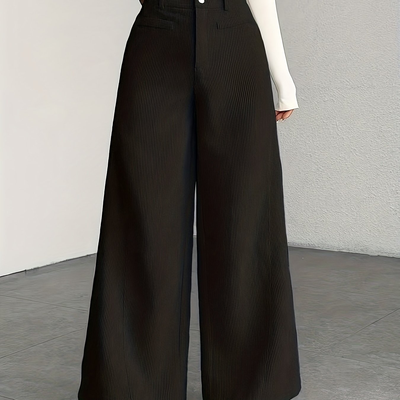 Women's High-Waisted Wide-Leg Trousers Relaxed Fit Tailored Style Chic Everyday