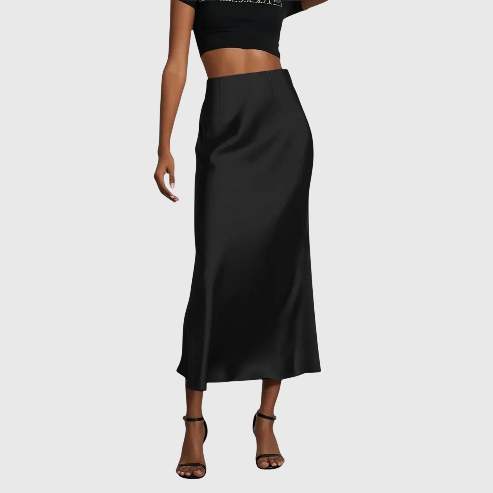 Women's Flowy Midi Skirt Outfit for Work Brunch Parties Holidays and Everyday Wear