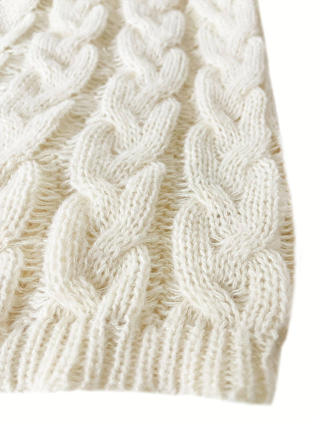 Women's Relaxed V-Neck Sweater Cable Knit Casual Layering Everyday Style