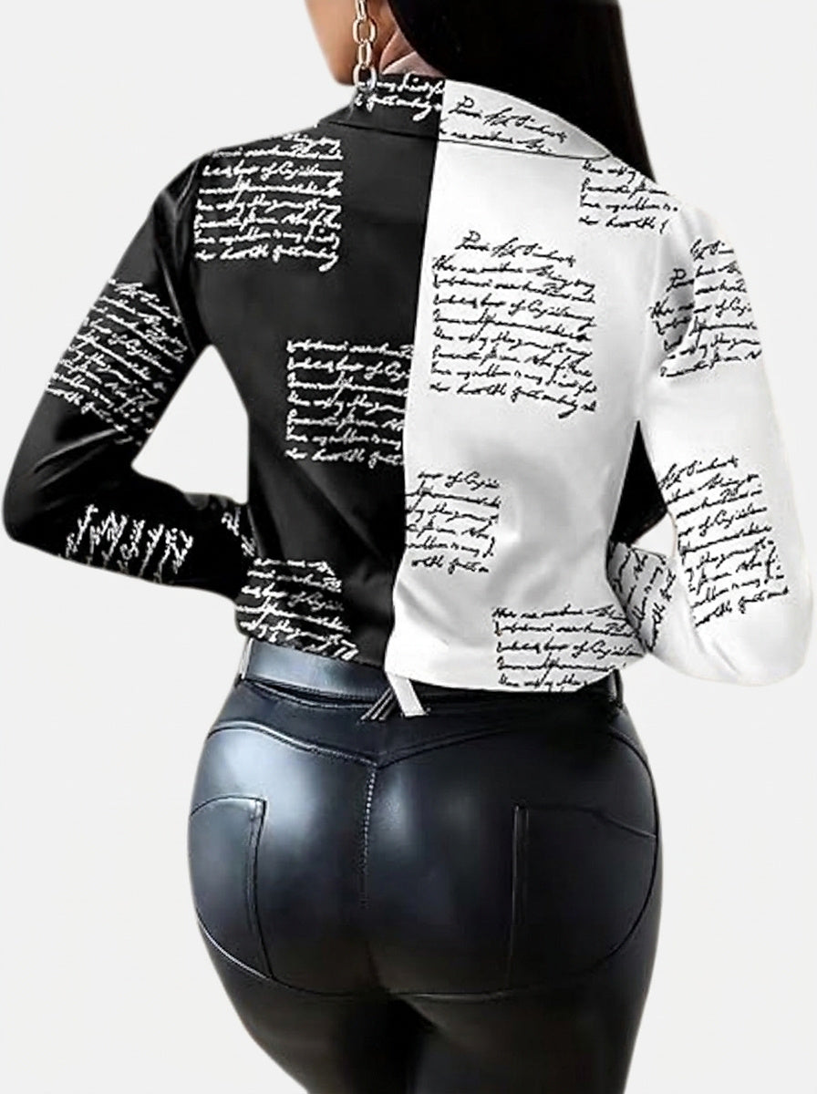 Women’s Button Down Shirt with Script Print