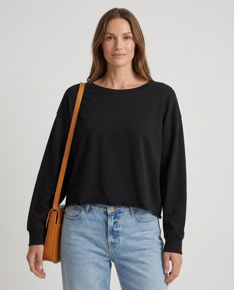 Women’s Long Sleeve Crew Neck Crop Top