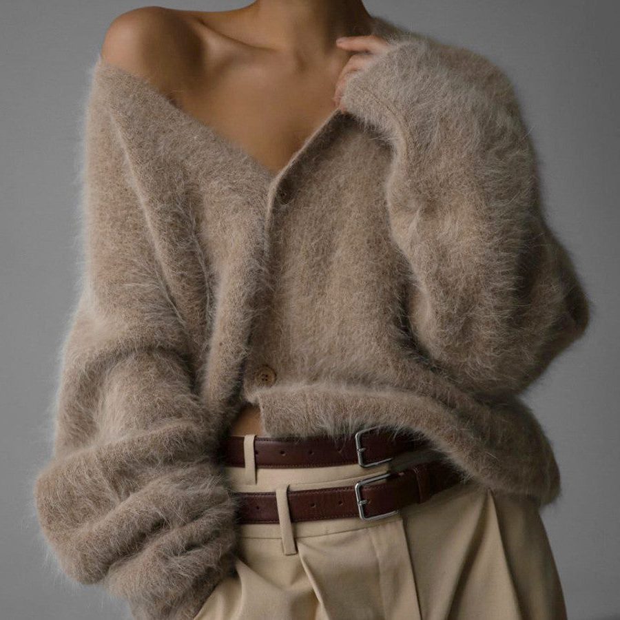 Women's Chunky Knit Cardigan V-Neck Relaxed Fit Cozy Layering Everyday