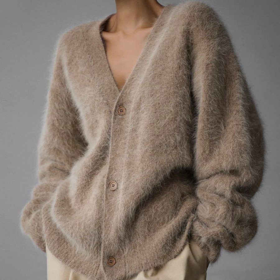 Women's Chunky Knit Cardigan V-Neck Relaxed Fit Cozy Layering Everyday