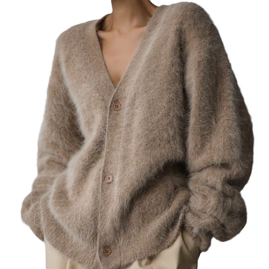 Women's Chunky Knit Cardigan V-Neck Relaxed Fit Cozy Layering Everyday