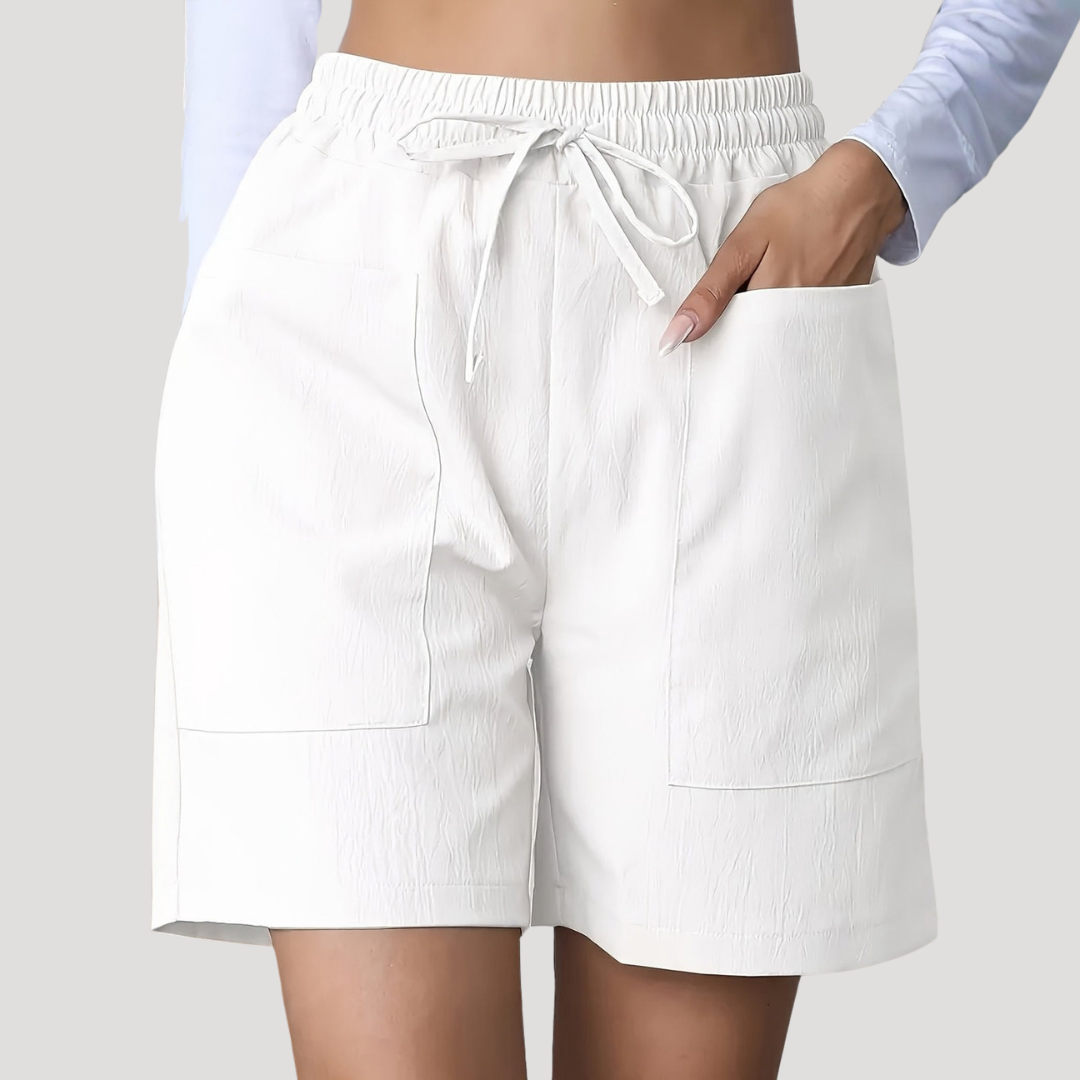 Women's Drawstring Wide Leg Relaxed Casual Comfort Shorts Outfit for Work Casual Days Holidays and Everyday Wear