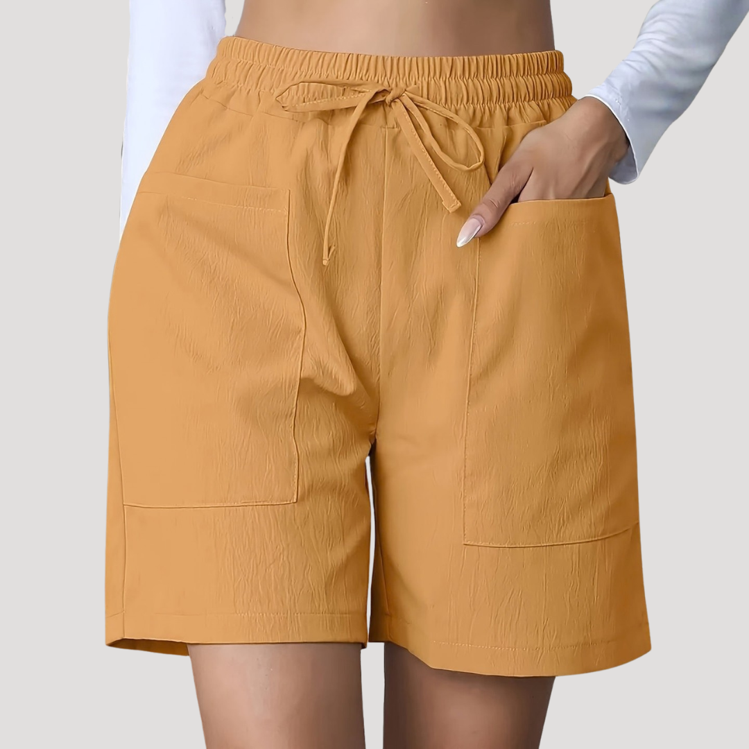 Women's Drawstring Wide Leg Relaxed Casual Comfort Shorts Outfit for Work Casual Days Holidays and Everyday Wear