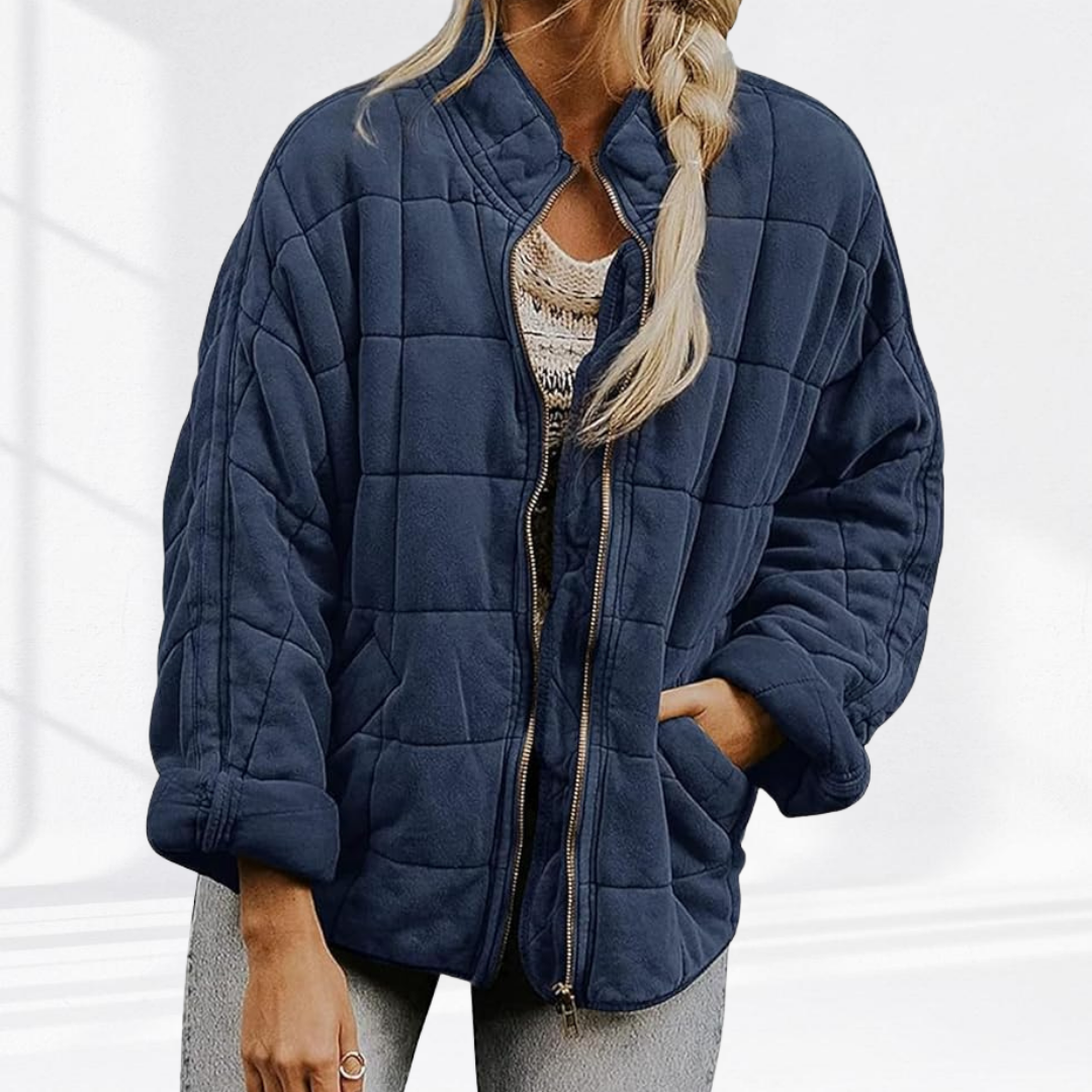 Women's Stylish Bomber Puffer Jacket Zip Closure Relaxed Fit Casual Outerwear