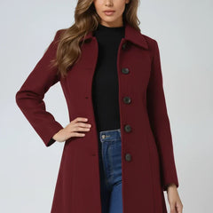 Women's Stylish Button-Front Trench Coat Tailored Fit Classic Design Everyday