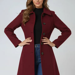 Women's Stylish Button-Front Trench Coat Tailored Fit Classic Design Everyday