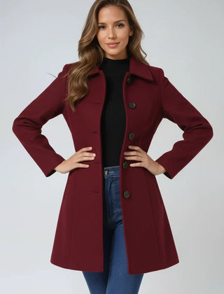 Women's Stylish Button-Front Trench Coat Tailored Fit Classic Design Everyday