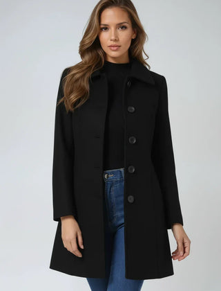 Women's Stylish Button-Front Trench Coat Tailored Fit Classic Design Everyday