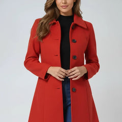 Women's Stylish Button-Front Trench Coat Tailored Fit Classic Design Everyday