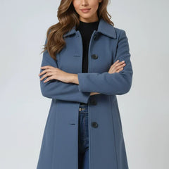 Women's Stylish Button-Front Trench Coat Tailored Fit Classic Design Everyday