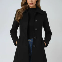 Women's Stylish Button-Front Trench Coat Tailored Fit Classic Design Everyday