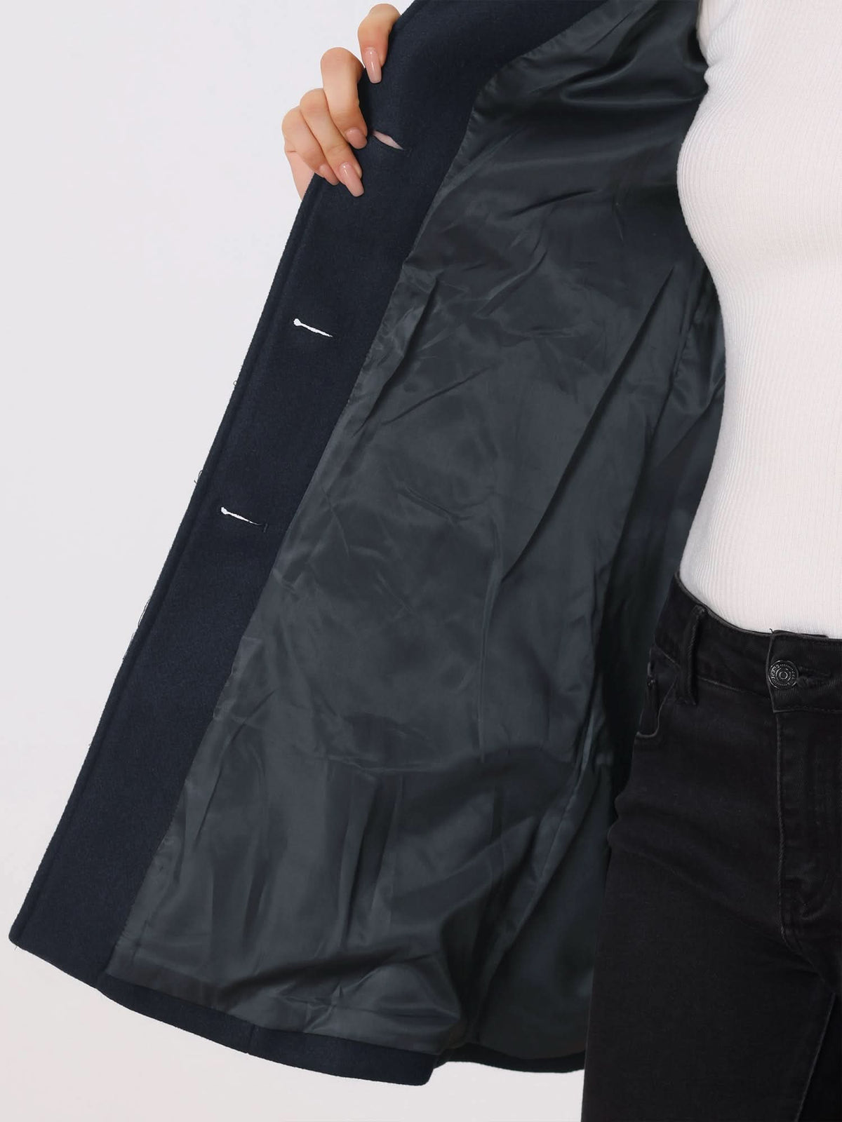 Women's Stylish Button-Front Trench Coat Tailored Fit Classic Design Everyday