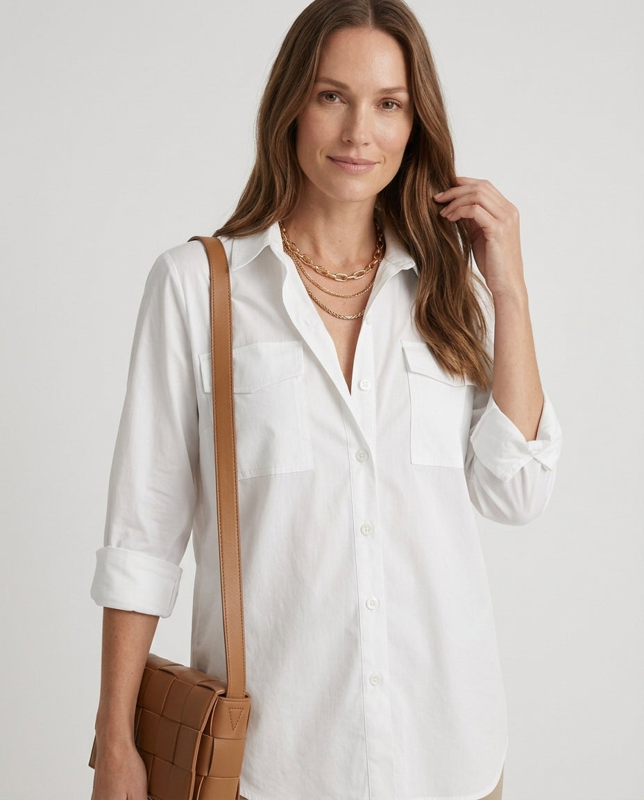 Women’s Button-Down Shirt with Dual Chest Pockets
