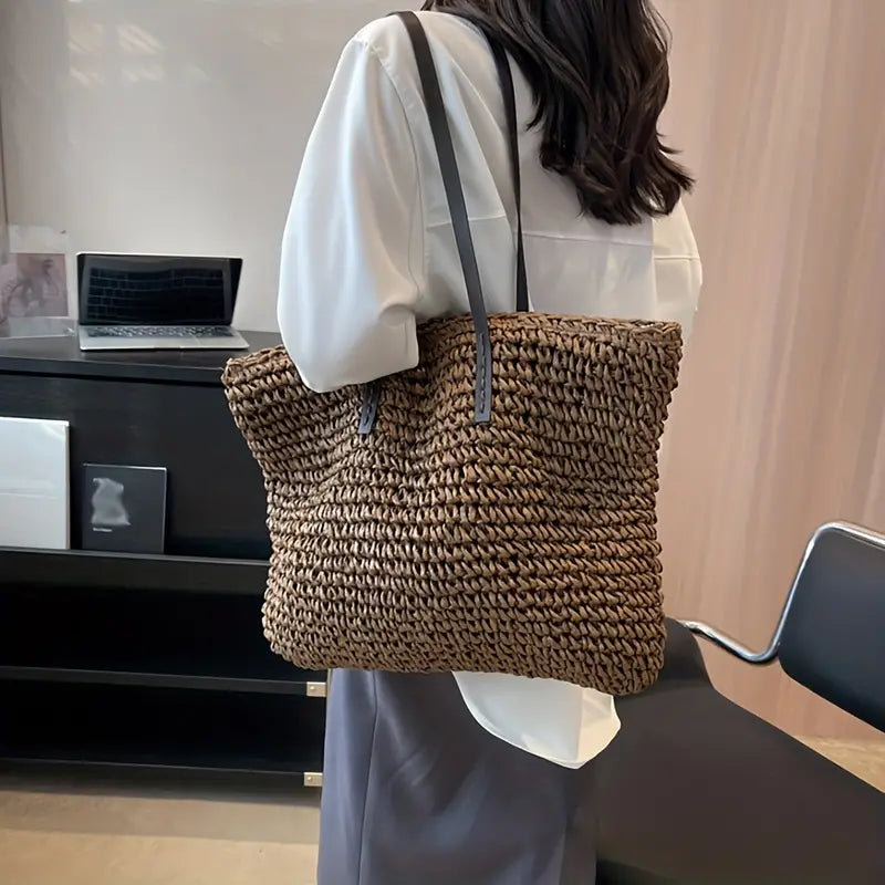 Women's Straw Beach Tote Purse Bag for Work Travel Holidays Shopping Commutes and Everyday Use