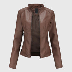 Women's Chic Biker Jacket Asymmetrical Zip Closure Stylish Casual Outerwear
