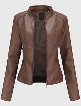 Women's Chic Biker Jacket Asymmetrical Zip Closure Stylish Casual Outerwear