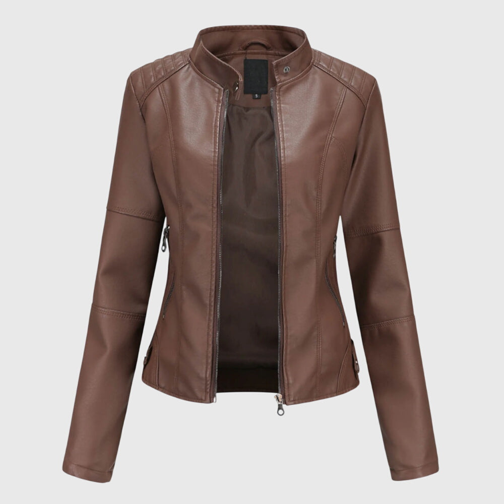 Women's Chic Biker Jacket Asymmetrical Zip Closure Stylish Casual Outerwear