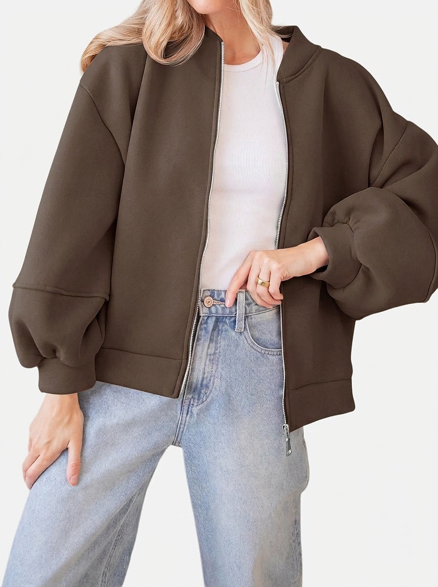 Women’s Bomber Jacket with Lantern Sleeves