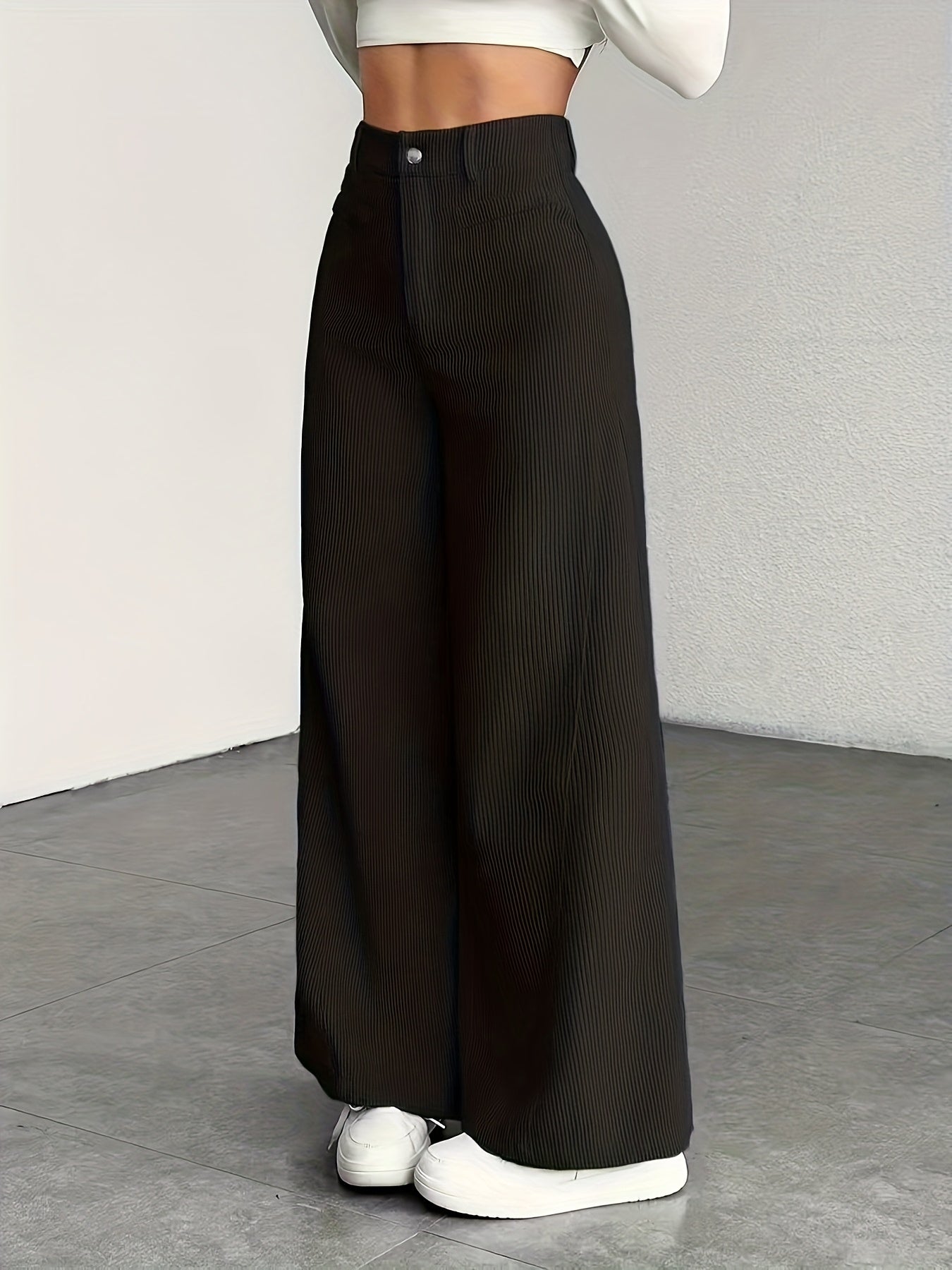 Women's High-Waisted Wide-Leg Trousers Relaxed Fit Tailored Style Chic Everyday
