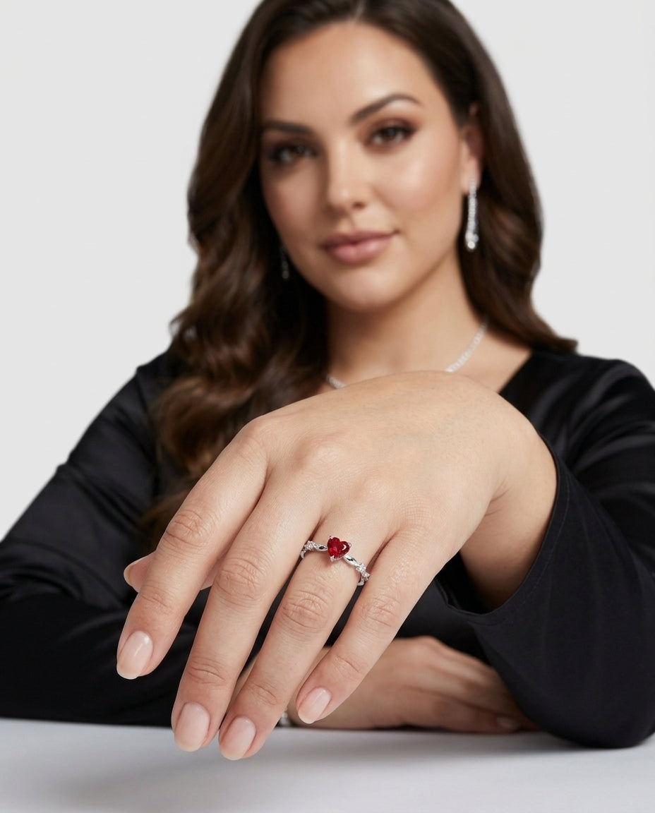 Women's White Gold Amoura Ring Statement Jewellery Jewelry Gift for Women Weddings Parties Prom and Everyday Wear - Front [Lystr 6ac8da918e6722b849330ea8:front]