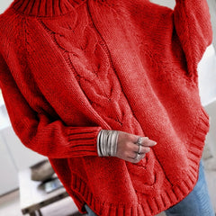 Women's Classic Cable Knit Mock Neck Sweater Cozy Fit Versatile Layering Casual Everyday
