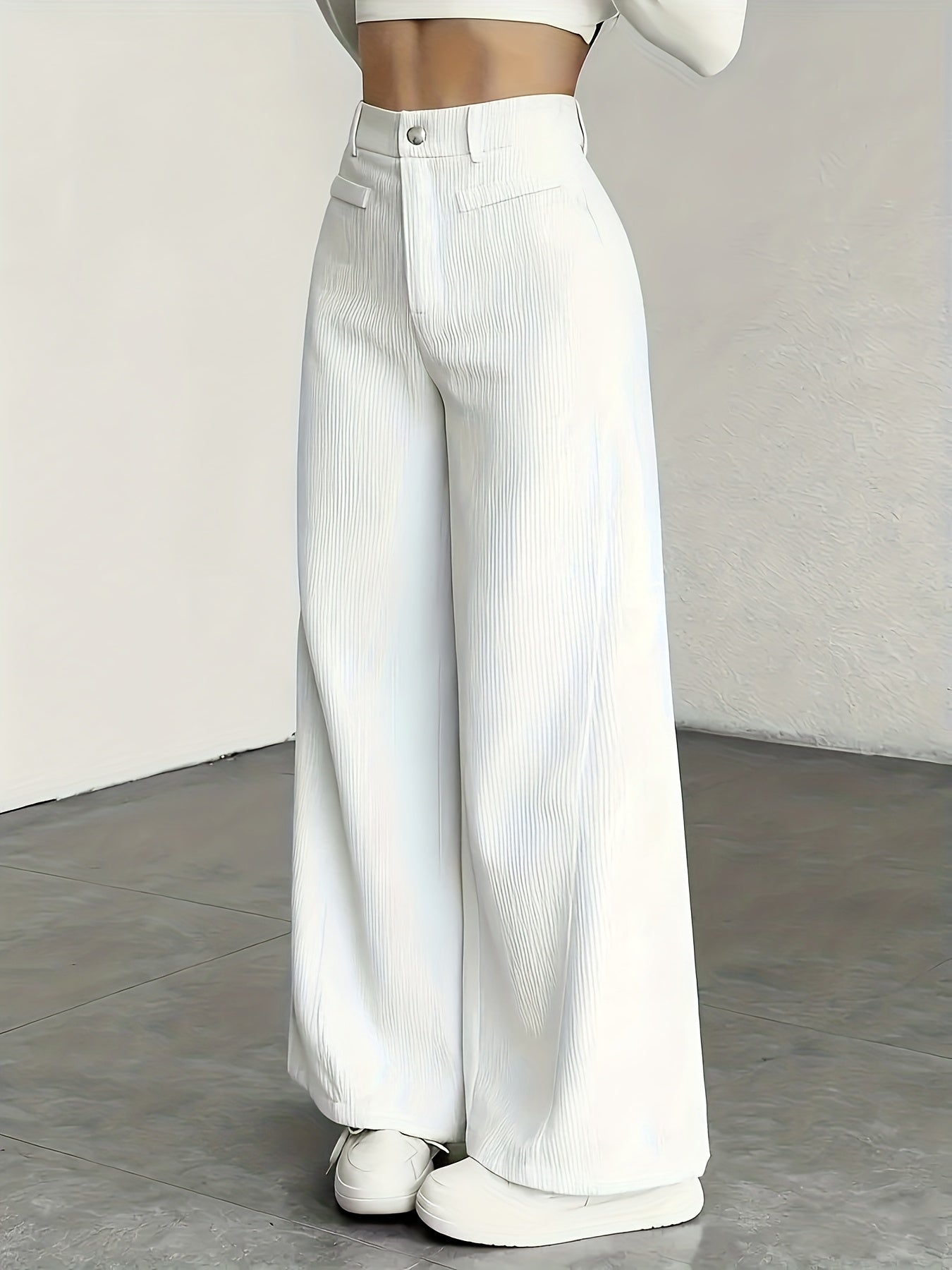 Women's High-Waisted Wide-Leg Trousers Relaxed Fit Tailored Style Chic Everyday