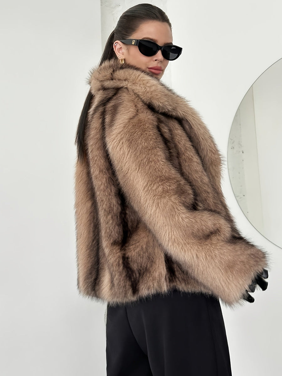 Women's Oversized Cropped Coat Notch Collar Long Sleeve Chic Fashion