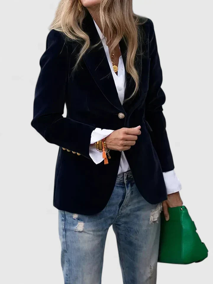 Women's Tailored Blazer Structured Fit Long Sleeve Notched Collar Smart-Casual