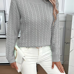 Women's Cozy Cable Knit Sweater Crewneck Long Sleeve Casual Everyday