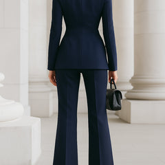 Women's Elegant Blazer and Pants Suit Set Tailored Fit Long Sleeve Professional Office