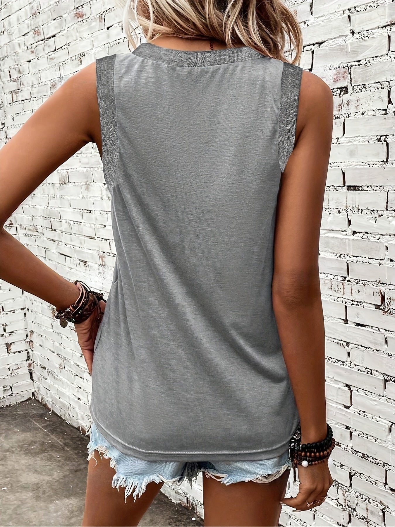 Women's Ribbed V-Neck Tank Casual Top Outfit for Work Brunch Casual Days and Everyday Wear