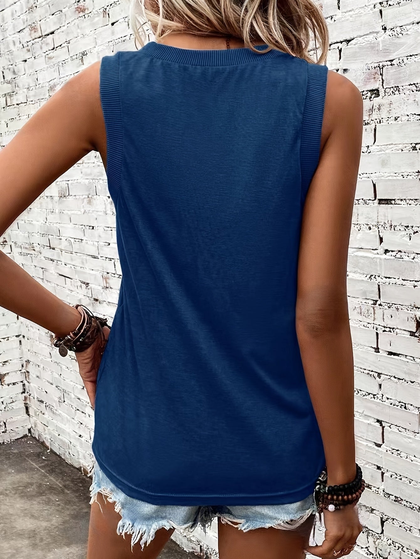 Women's Ribbed V-Neck Tank Casual Top Outfit for Work Brunch Casual Days and Everyday Wear