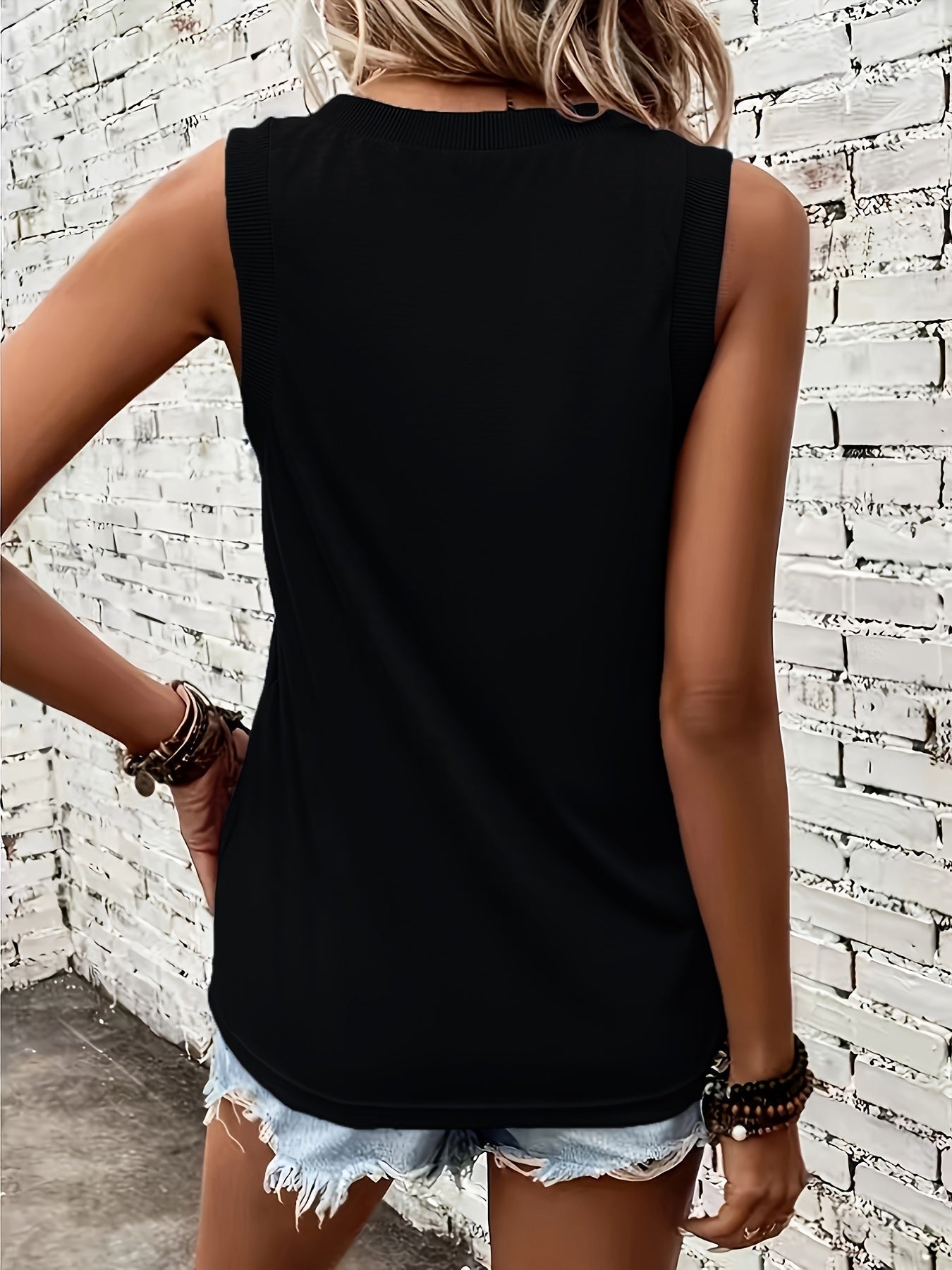 Women's Ribbed V-Neck Tank Casual Top Outfit for Work Brunch Casual Days and Everyday Wear