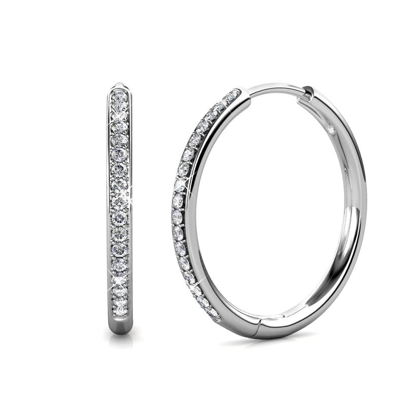 Women's White Gold Pavé Earrings Statement Jewellery Jewelry Gift for Women Weddings Parties Prom and Everyday Wear