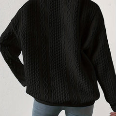 Women's Casual Cable Knit Sweatshirt Crewneck Relaxed Fit Everyday Wear