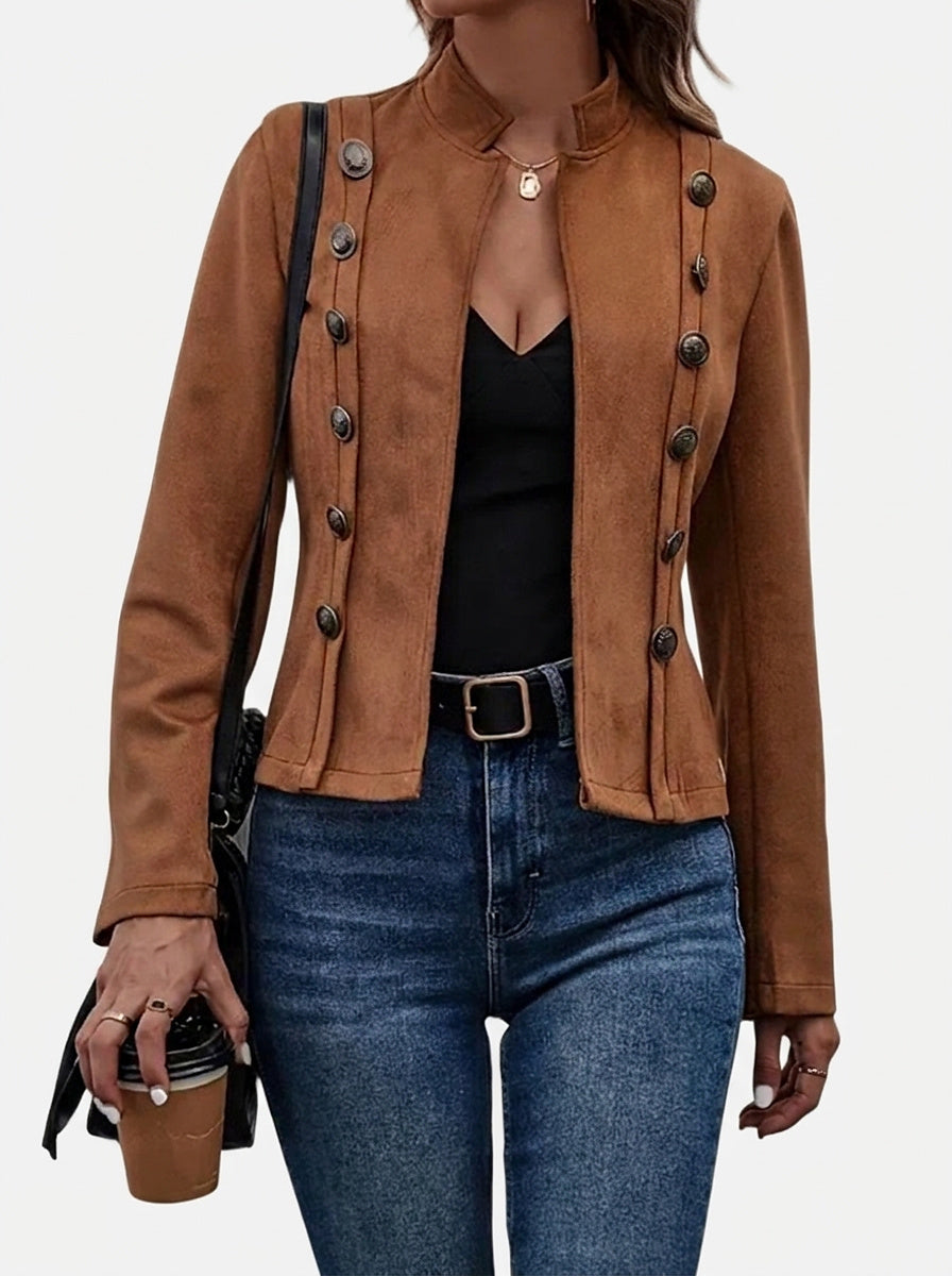 Women’s Double-Breasted Jacket with Stand Collar