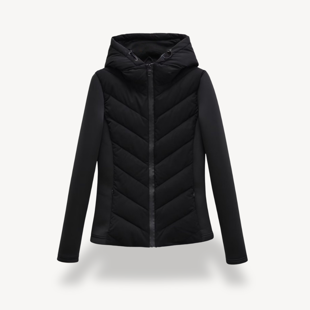 Women's Quilted Jacket Hooded Zip Closure Stylish Casual Layering