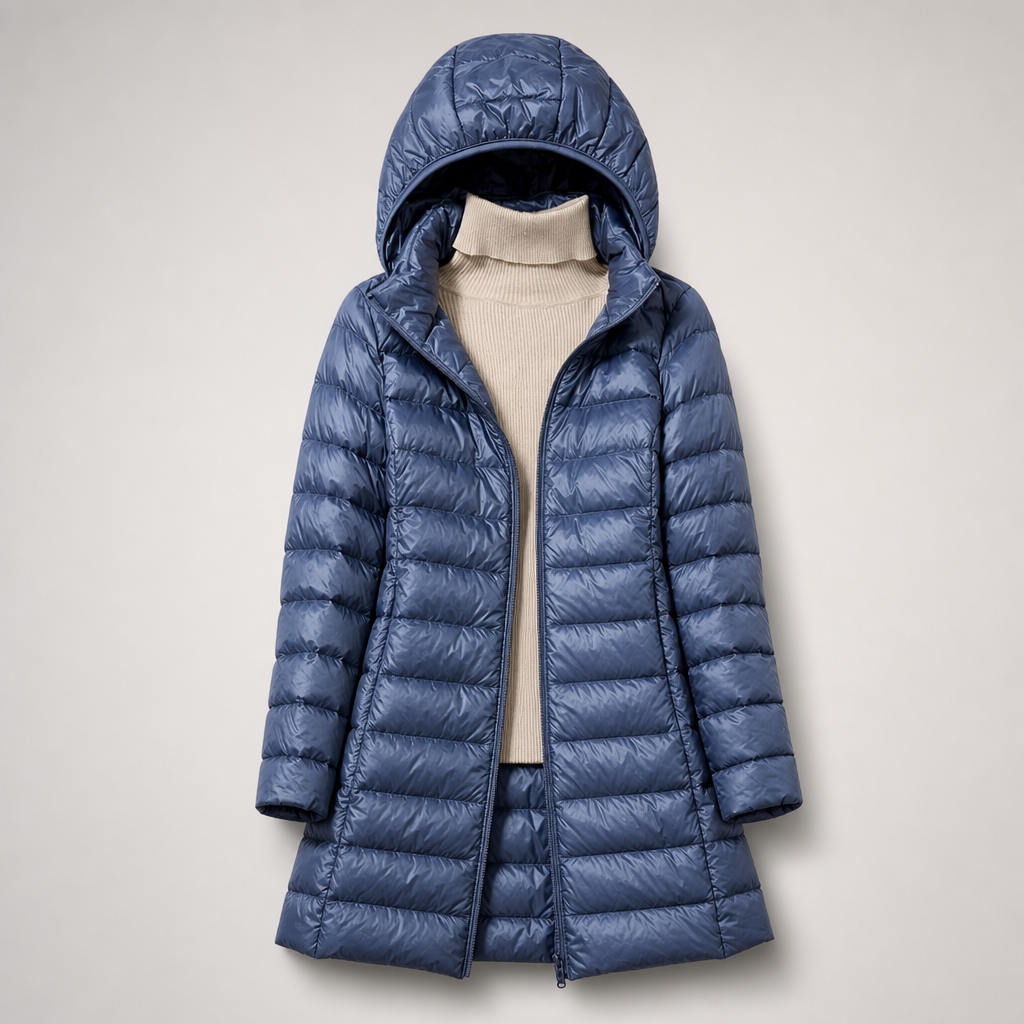Women's Ultralight Down Jacket Full-Zip Hooded Lightweight Casual Outdoor