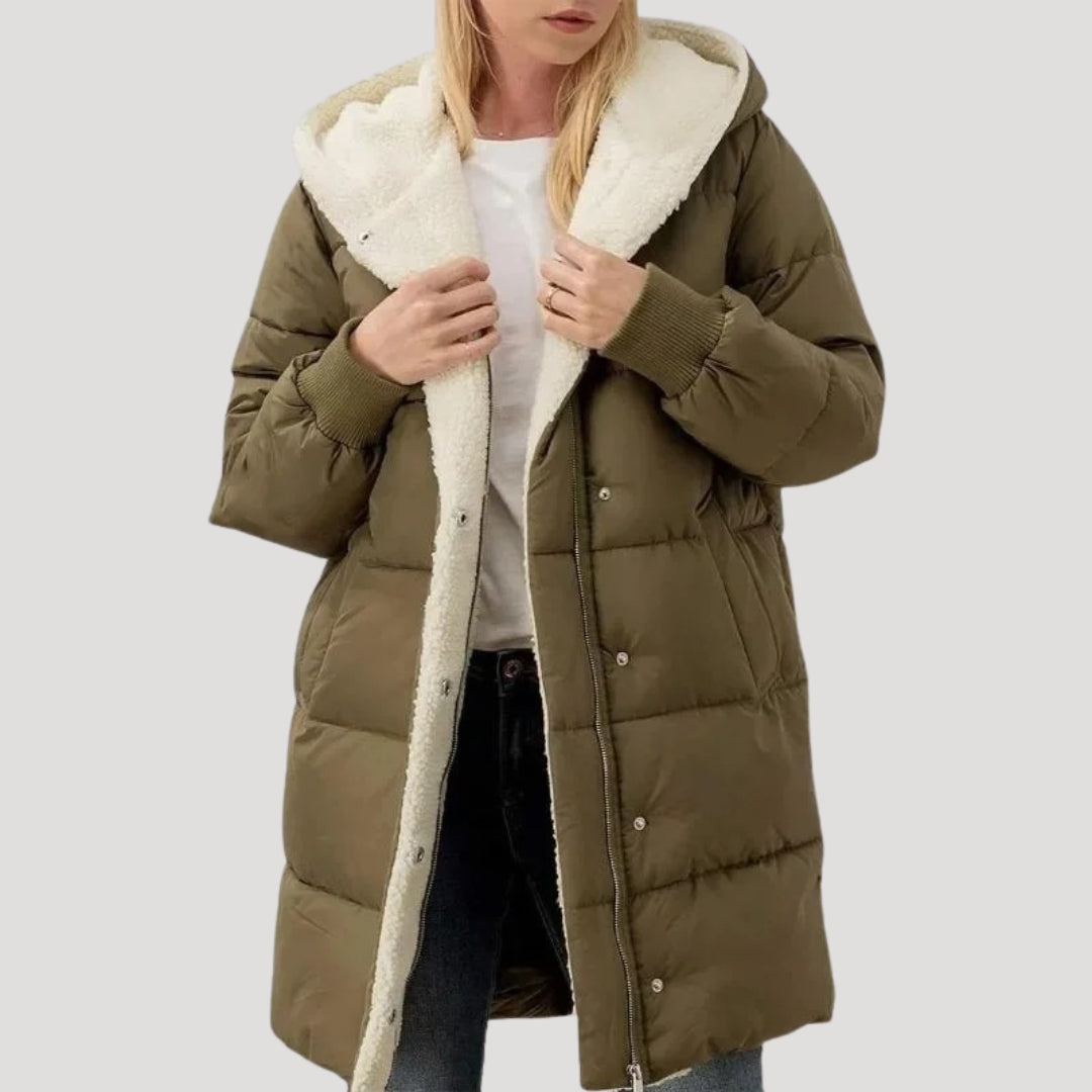 Women's Quilted Puffer Jacket Zip-Up Front Cozy Casual Layering
