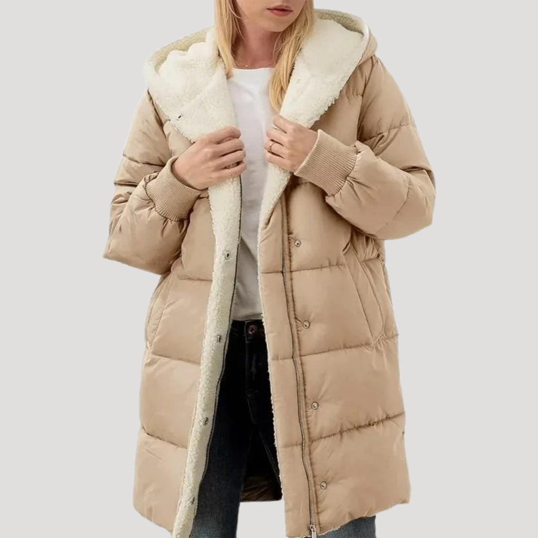 Women's Quilted Puffer Jacket Zip-Up Front Cozy Casual Layering